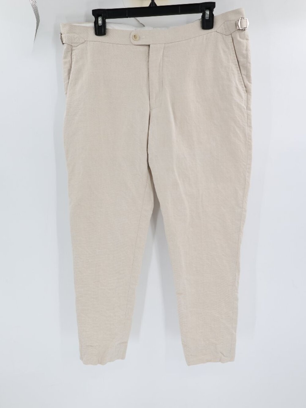 Suitsupply Pants Mens 34 36x26 Brescia SA Linen Cotton Flat Front Trousers Beige
